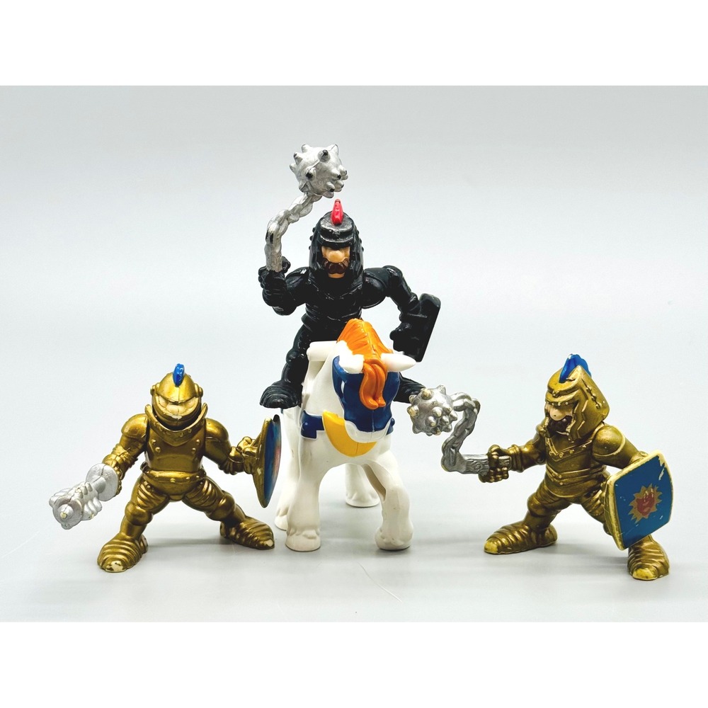 Fisher Price Great Adventures Castle Knights Lot Gold Black White Horse 1994